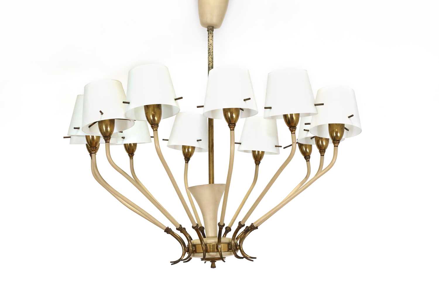 An Italian brass and painted ceiling light,