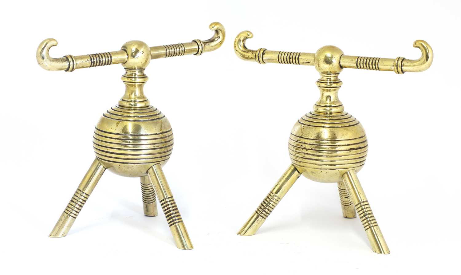 A pair of brass firedogs, - Image 3 of 3