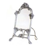 An Art Nouveau pewter table mirror,