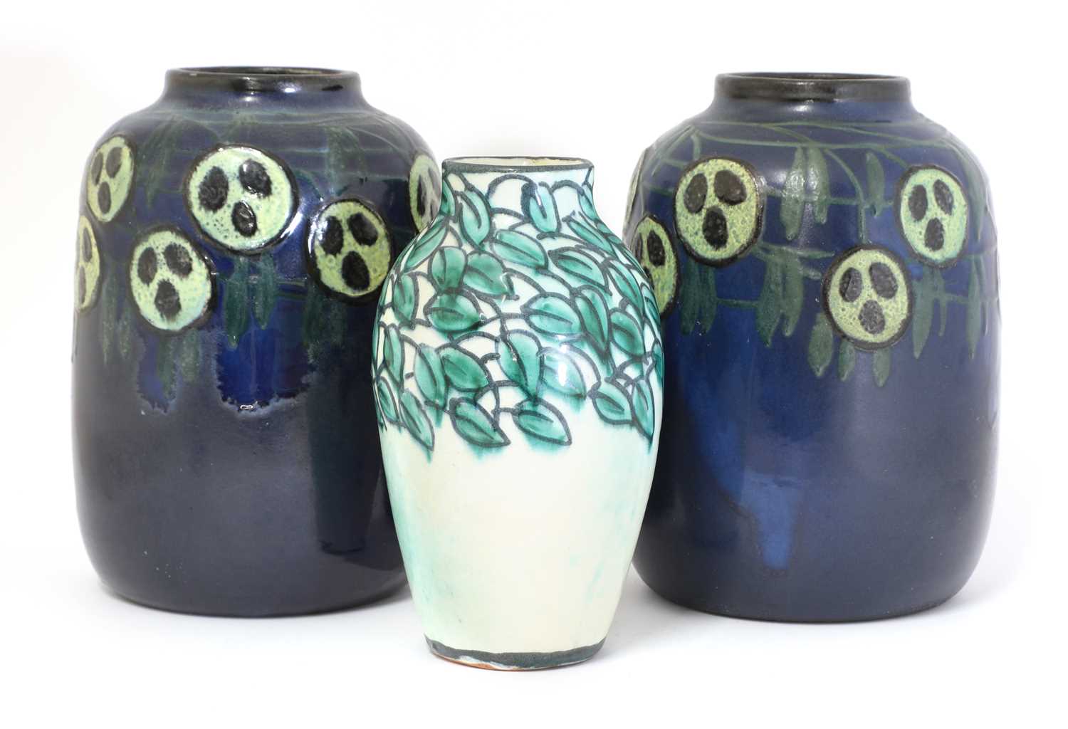 A pair of German Art Nouveau pottery vases,