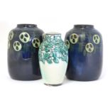 A pair of German Art Nouveau pottery vases,