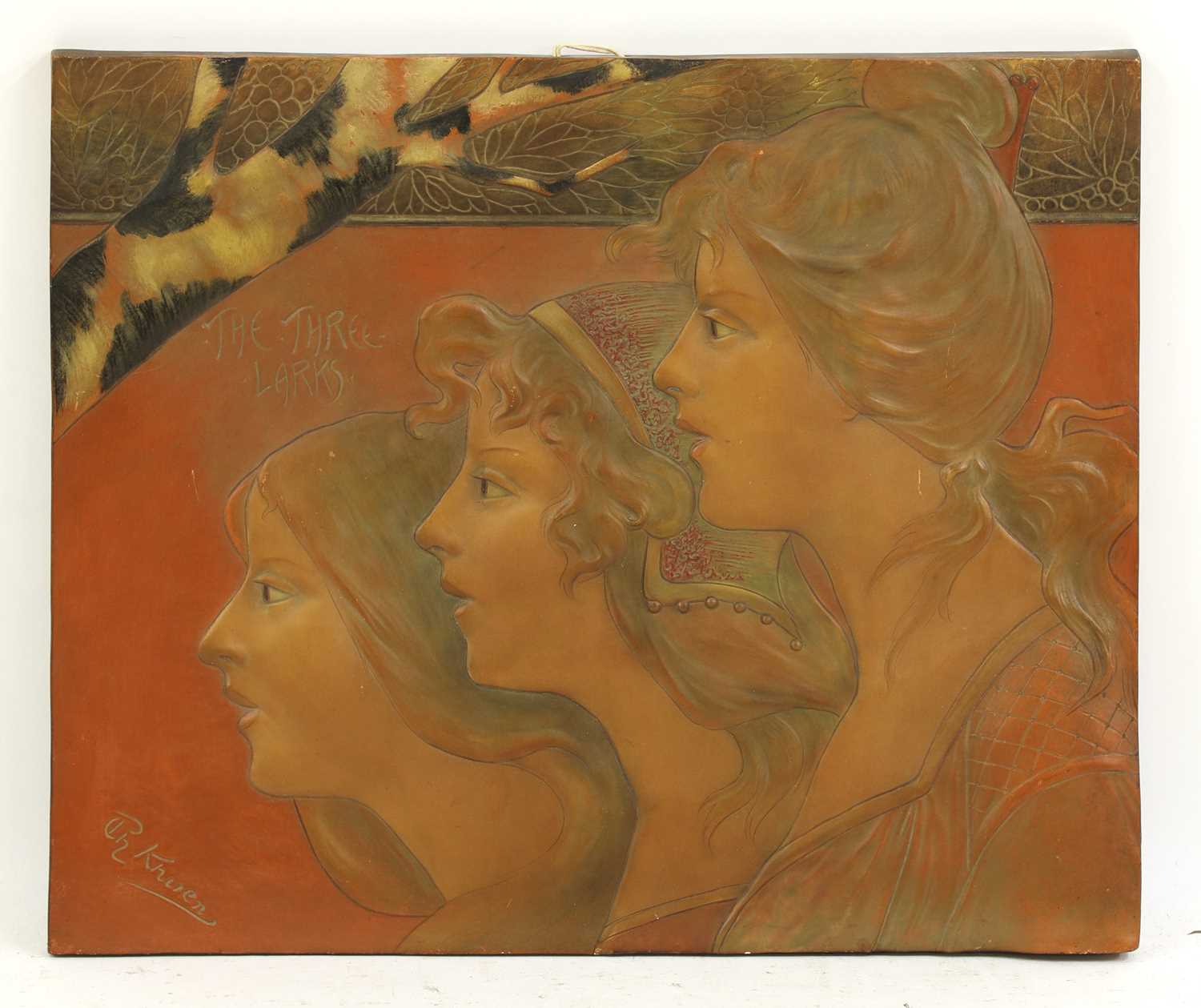 An Art Nouveau terracotta panel, - Image 2 of 8