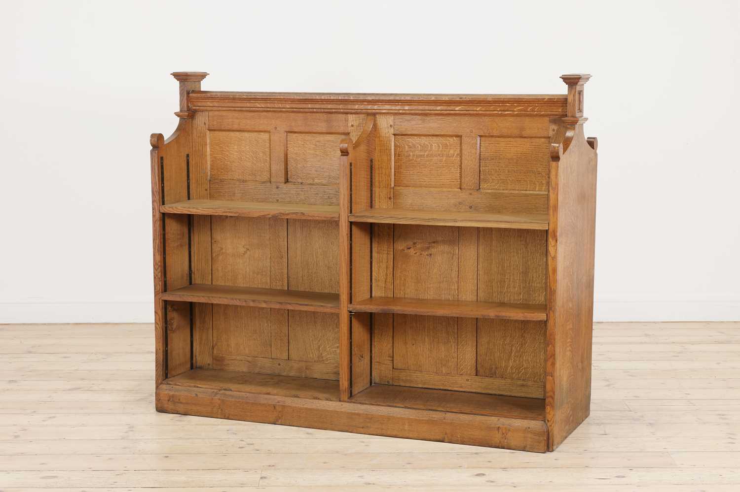 An oak double-sided bookcase, - Image 2 of 4