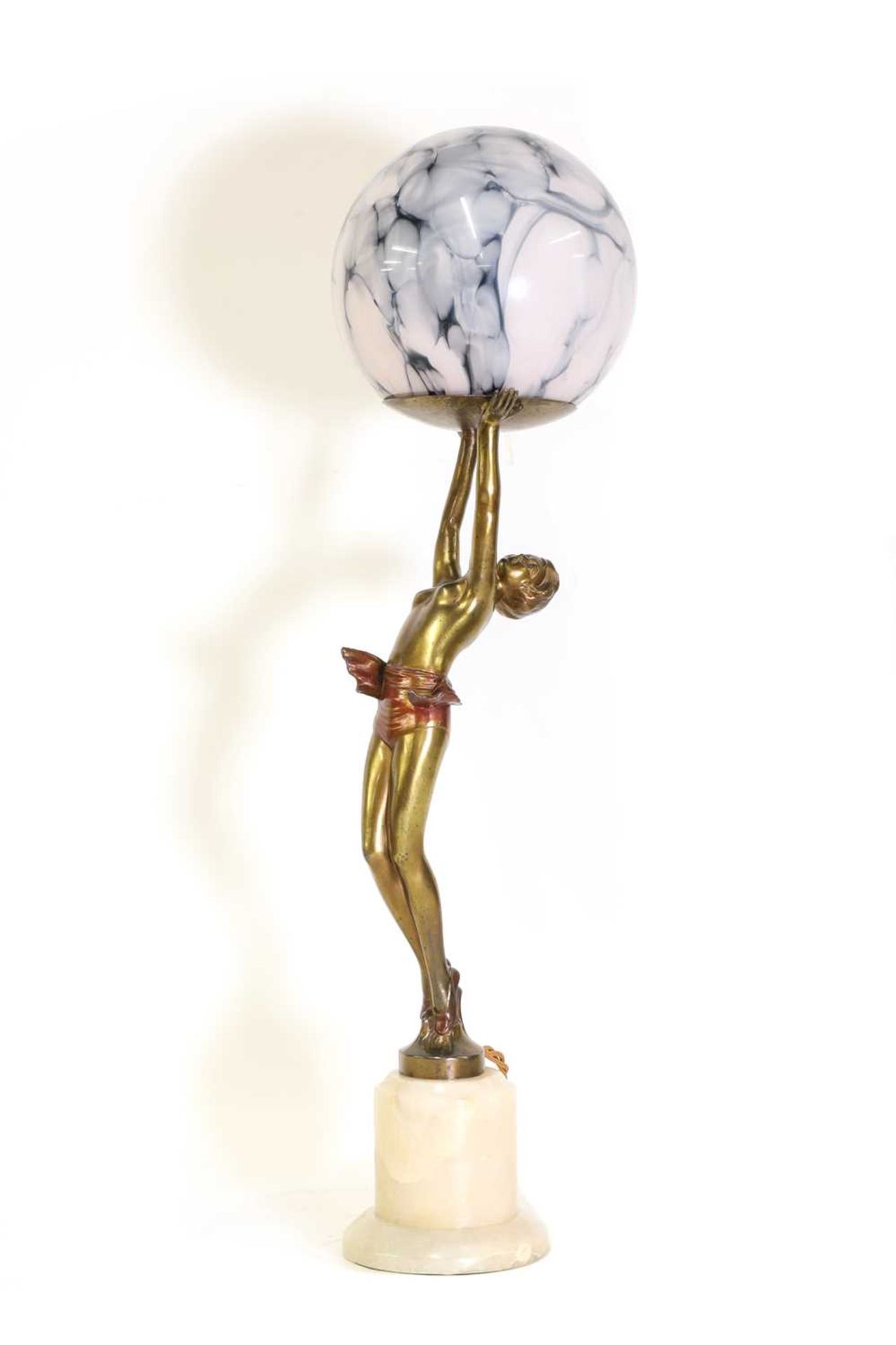 An Art Deco figural cold-painted table lamp,