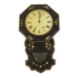 A Victorian black lacquered and papier-mâché wall clock