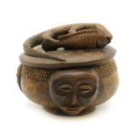 A Nigerian tribal hardwood ceremonial lidded bowl,