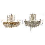 A pair of Schonbek glass bag chandeliers