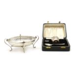A cased silver christening egg cup,