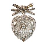 A Flemish silver and gold diamond set Vlaams heart pendant/brooch, c.1770-1790,