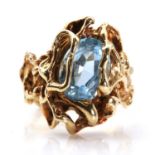 An American blue topaz ring, c.1970,