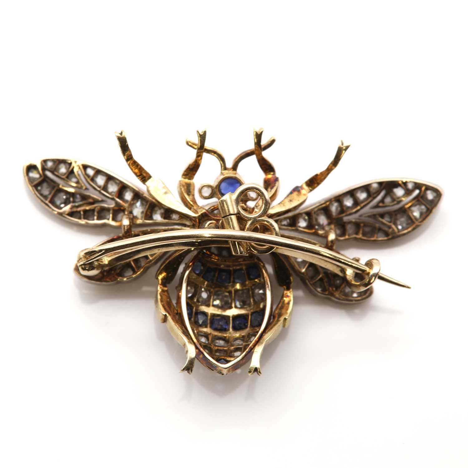 A late Victorian sapphire and diamond bee brooch, c.1890, - Image 2 of 3