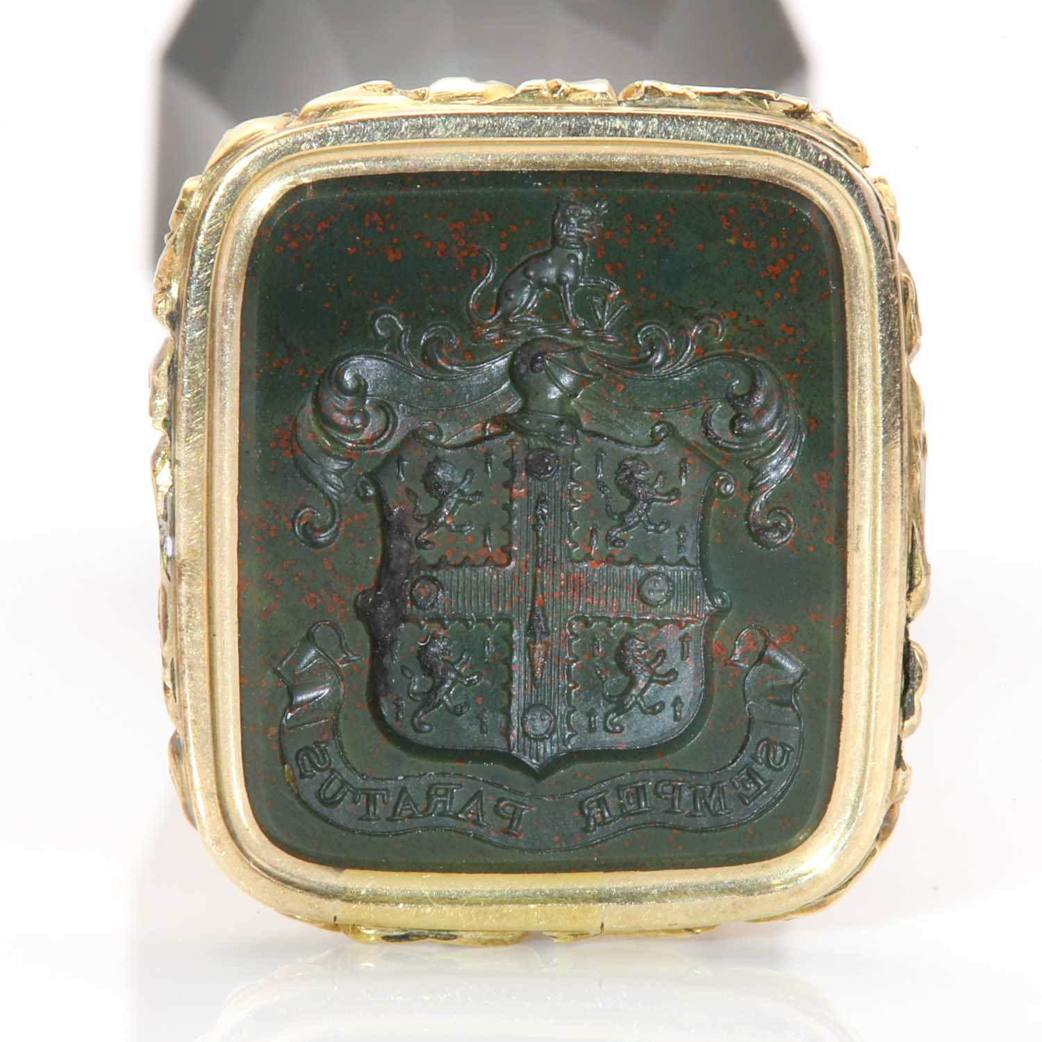 A bloodstone and gold desk seal, English, c.1850, - Image 3 of 3