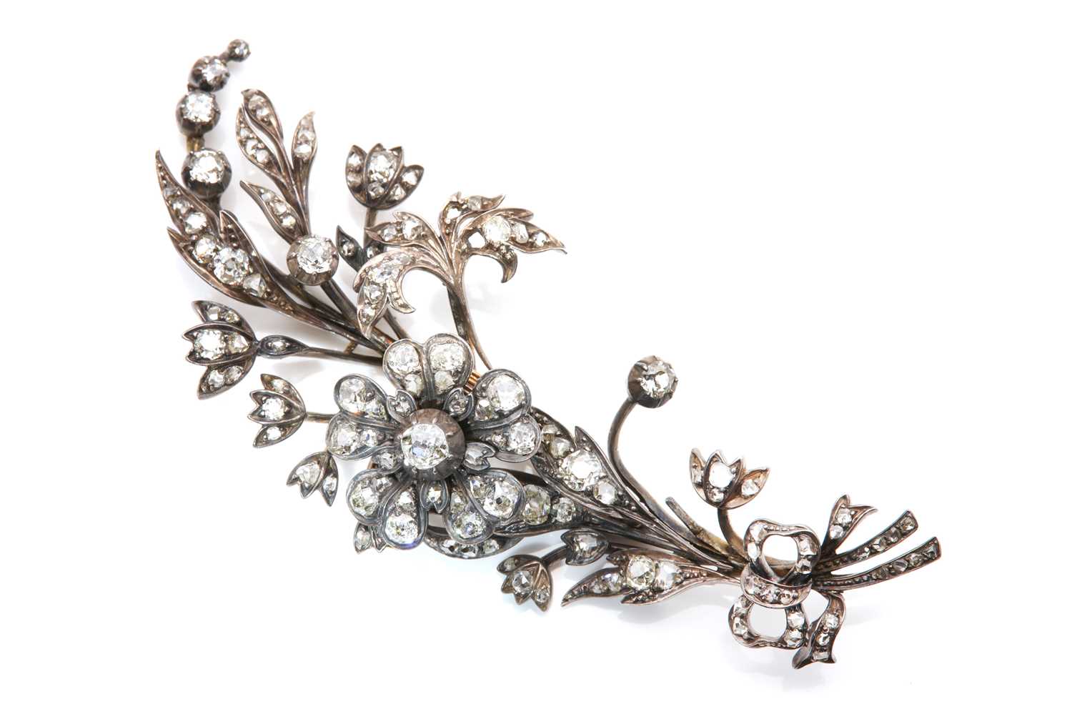 A late Victorian diamond set en-tremblant spray brooch, - Image 5 of 5