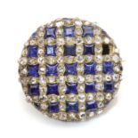 A Victorian sapphire and diamond circular cluster brooch,