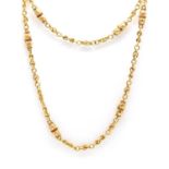 A gold and enamel chain necklace,