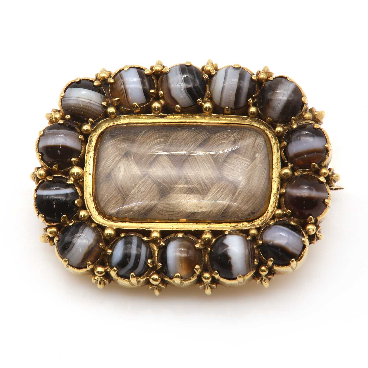 A George IV banded agate memorial brooch,