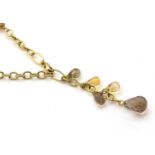 An 18ct gold hollow trace and gemstone 'Y' necklace,