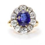 A Victorian Madagascan sapphire and diamond oval cluster ring,