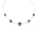 A gold Tahitian cultured pearl necklace,