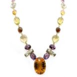 An 18ct gold assorted gemstone necklace,