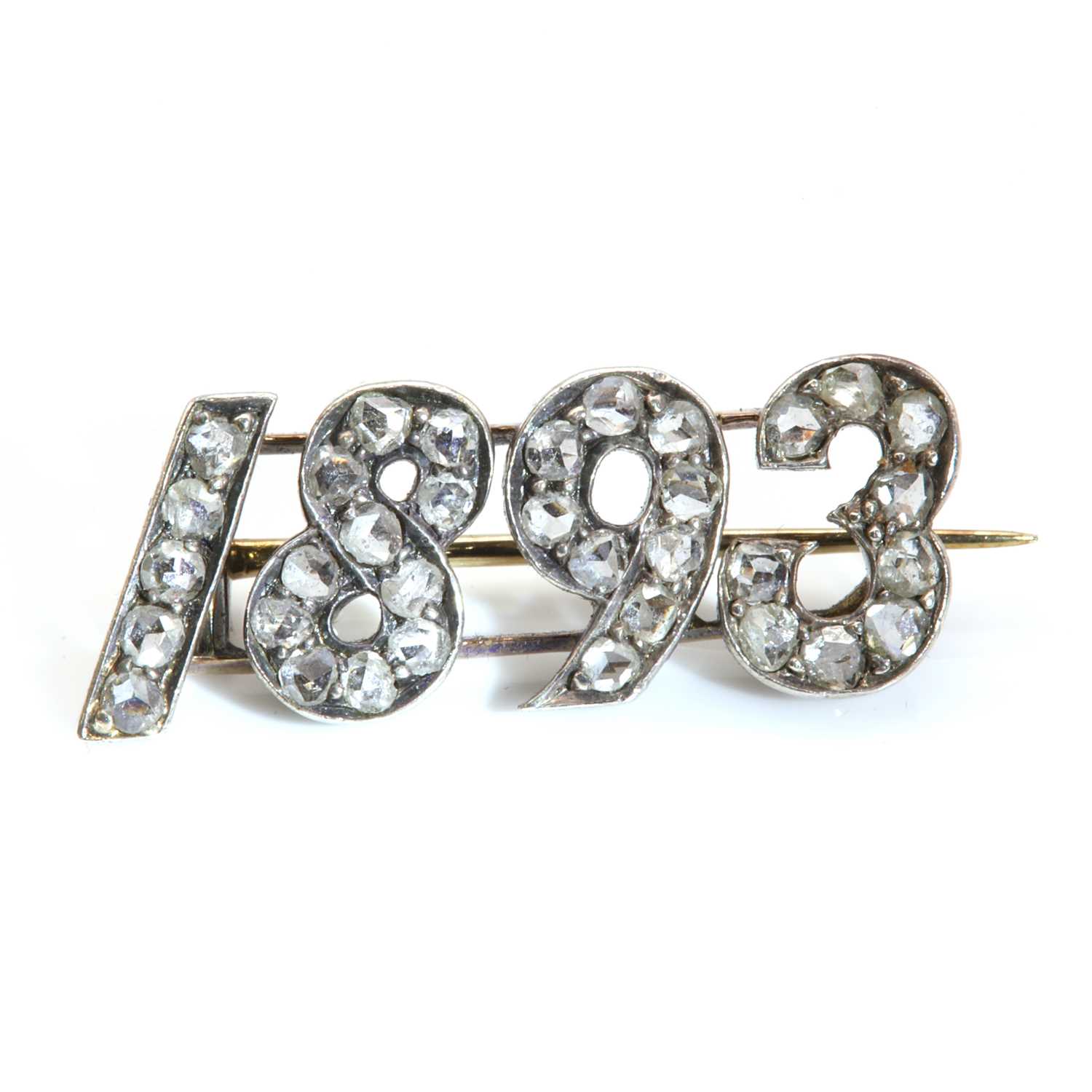 A late Victorian diamond set '1893' brooch,