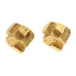 A pair of 18ct gold cubist clip earrings, by Kutchinsky, c.1960,