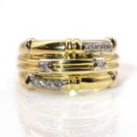 A Continental two colour gold diamond set band ring,