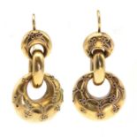 A pair of Victorian Etruscan Revival drop earrings,