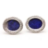 A pair of 18ct white gold lapis lazuli cufflinks, by Roy C. King, c.1972,