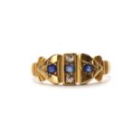 An Edwardian 18ct gold sapphire diamond ring,