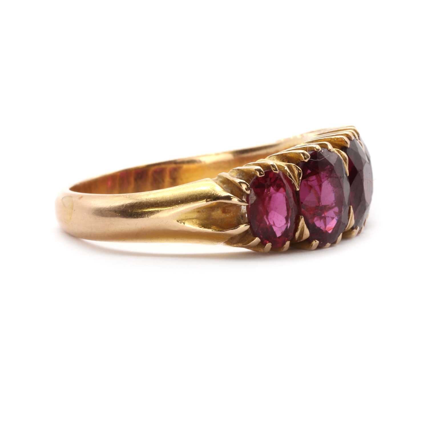 A gold five stone ruby ring, c.1910, - Image 2 of 3