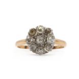 A gold diamond cluster ring,