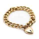 A gold hollow curb link bracelet,