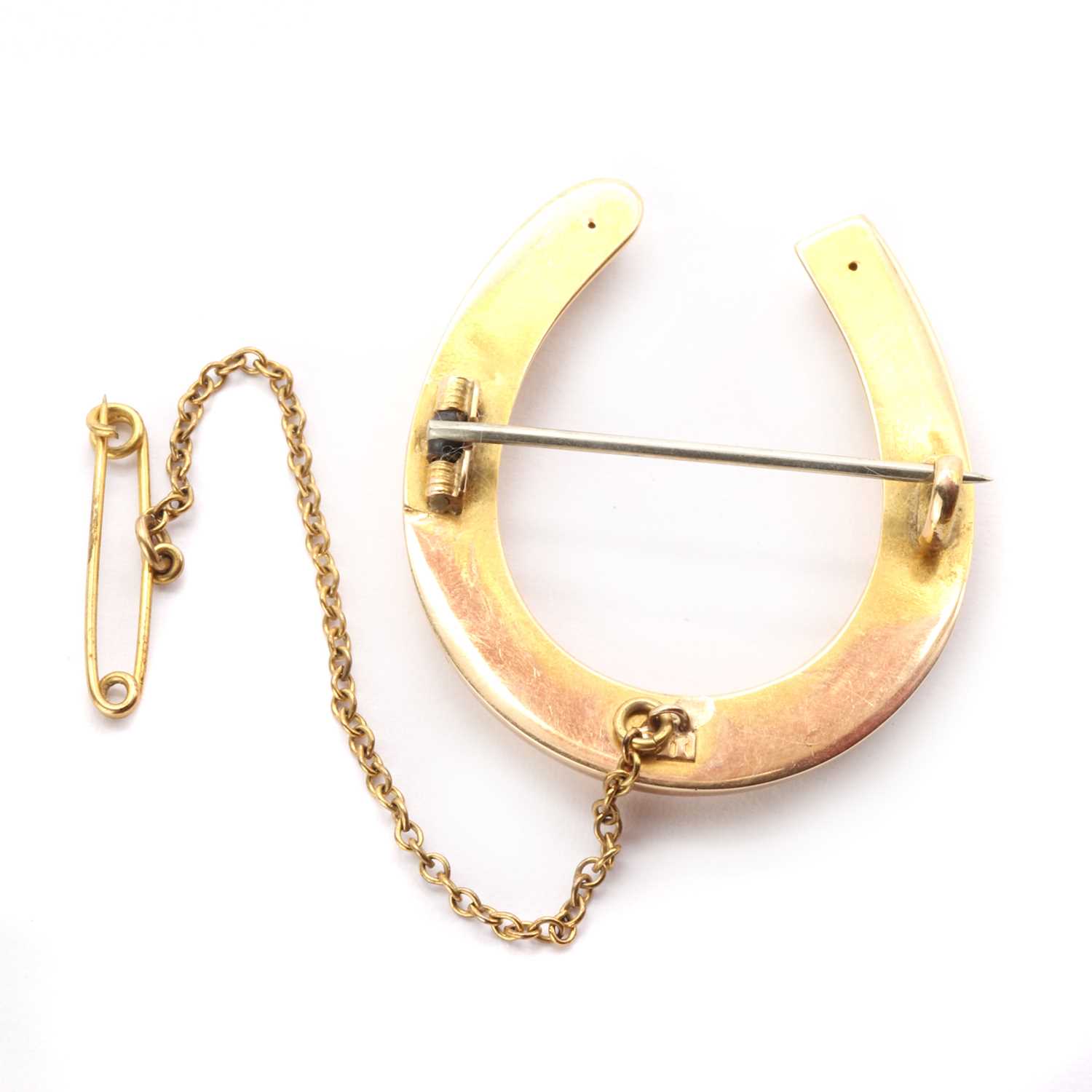 A Victorian gold hollow horseshoe brooch, - Image 2 of 2