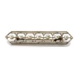 A French gold pearl and diamond brooch, c.1910,