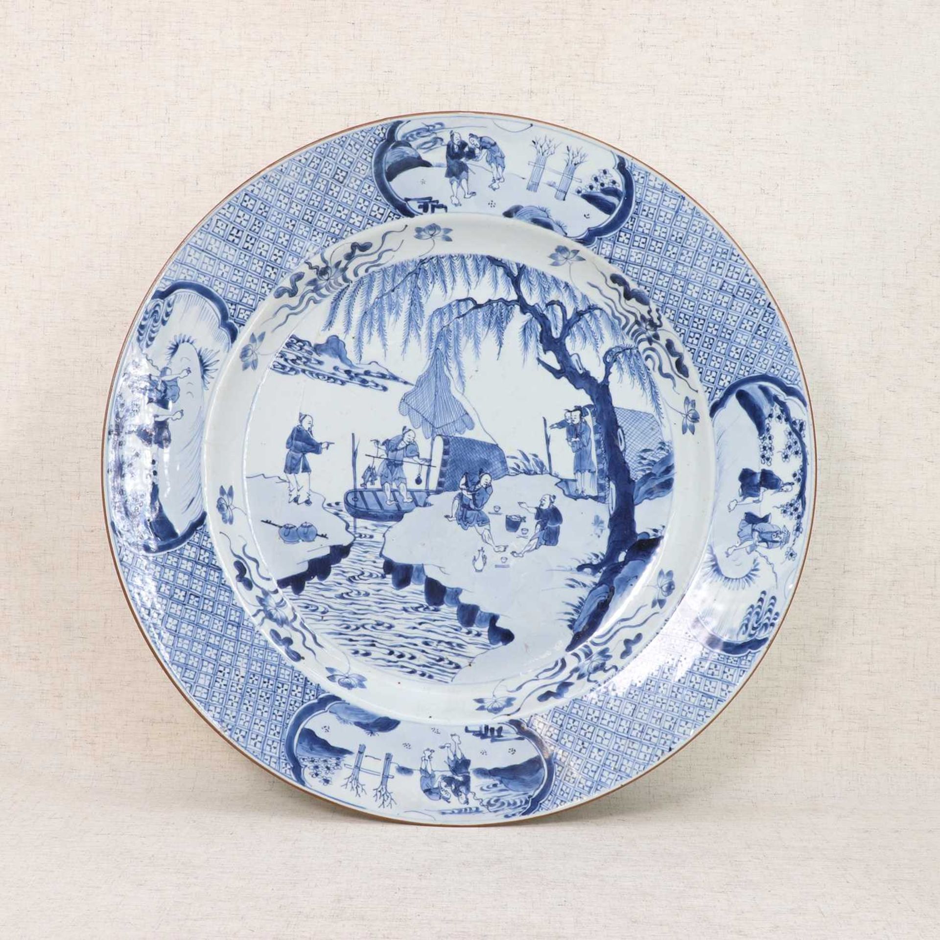 A Chinese blue and white charger,