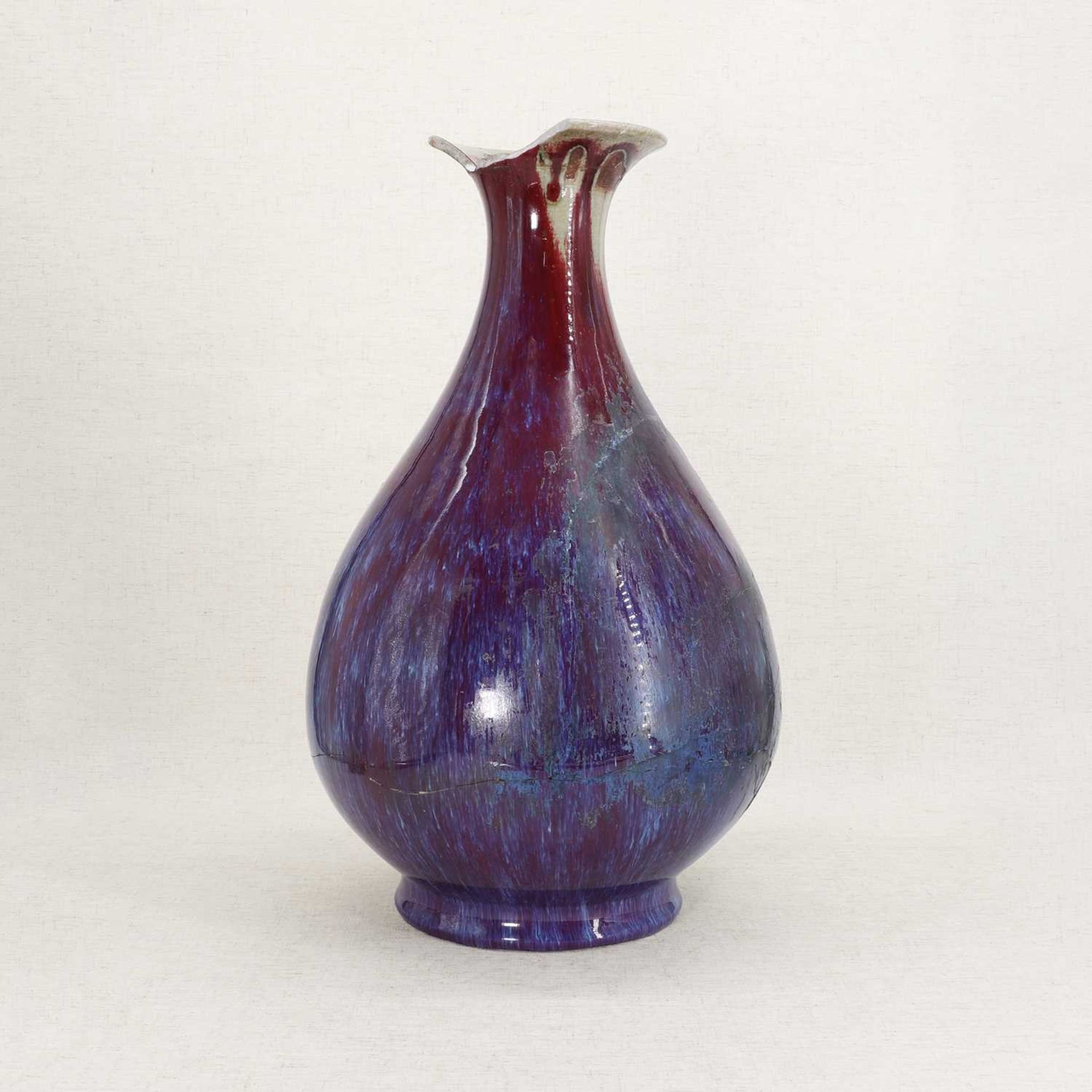 A large Chinese flambé-glazed yuhuchun vase, - Image 3 of 5