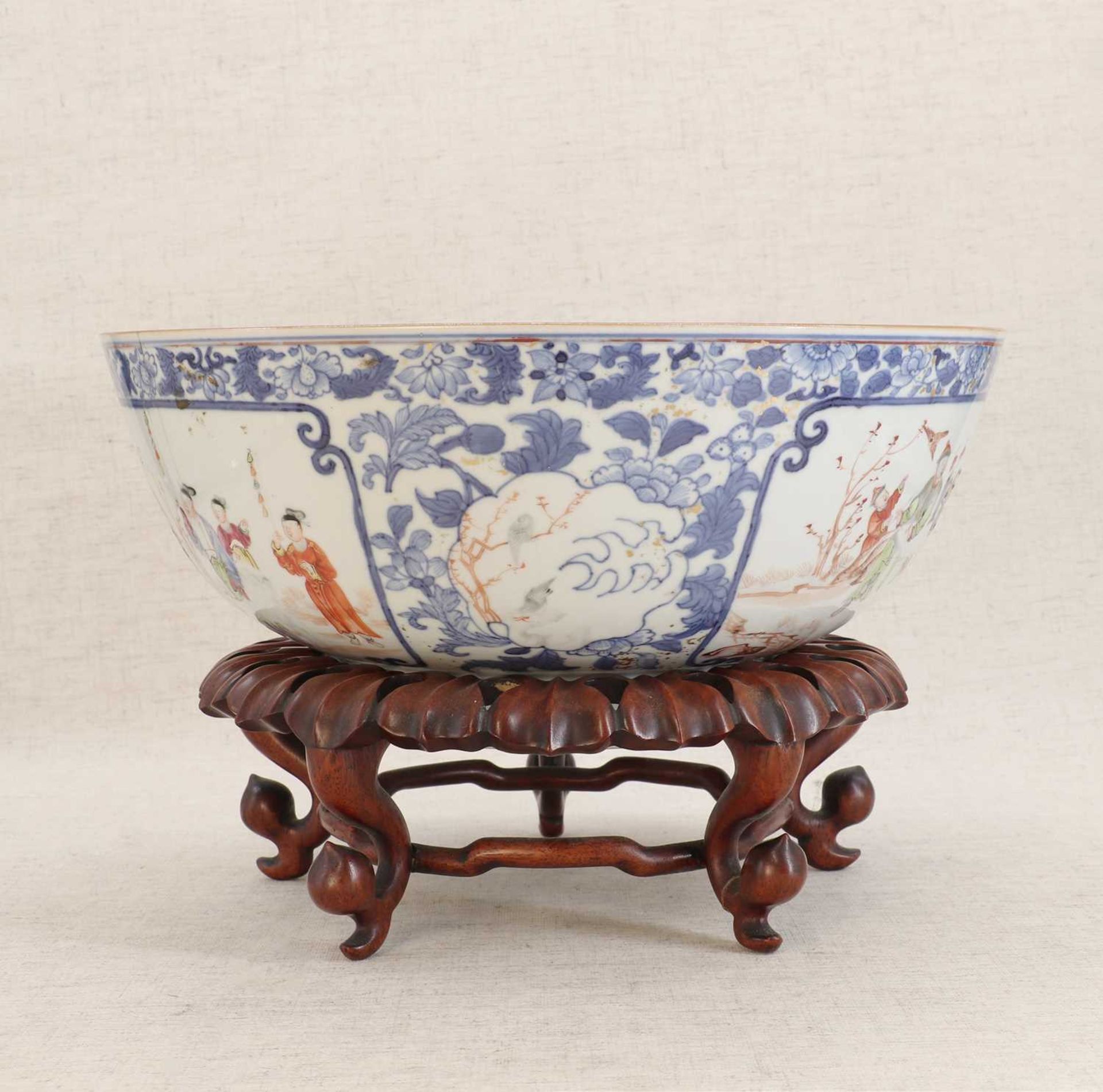 A Chinese famille rose punch bowl, - Image 4 of 6