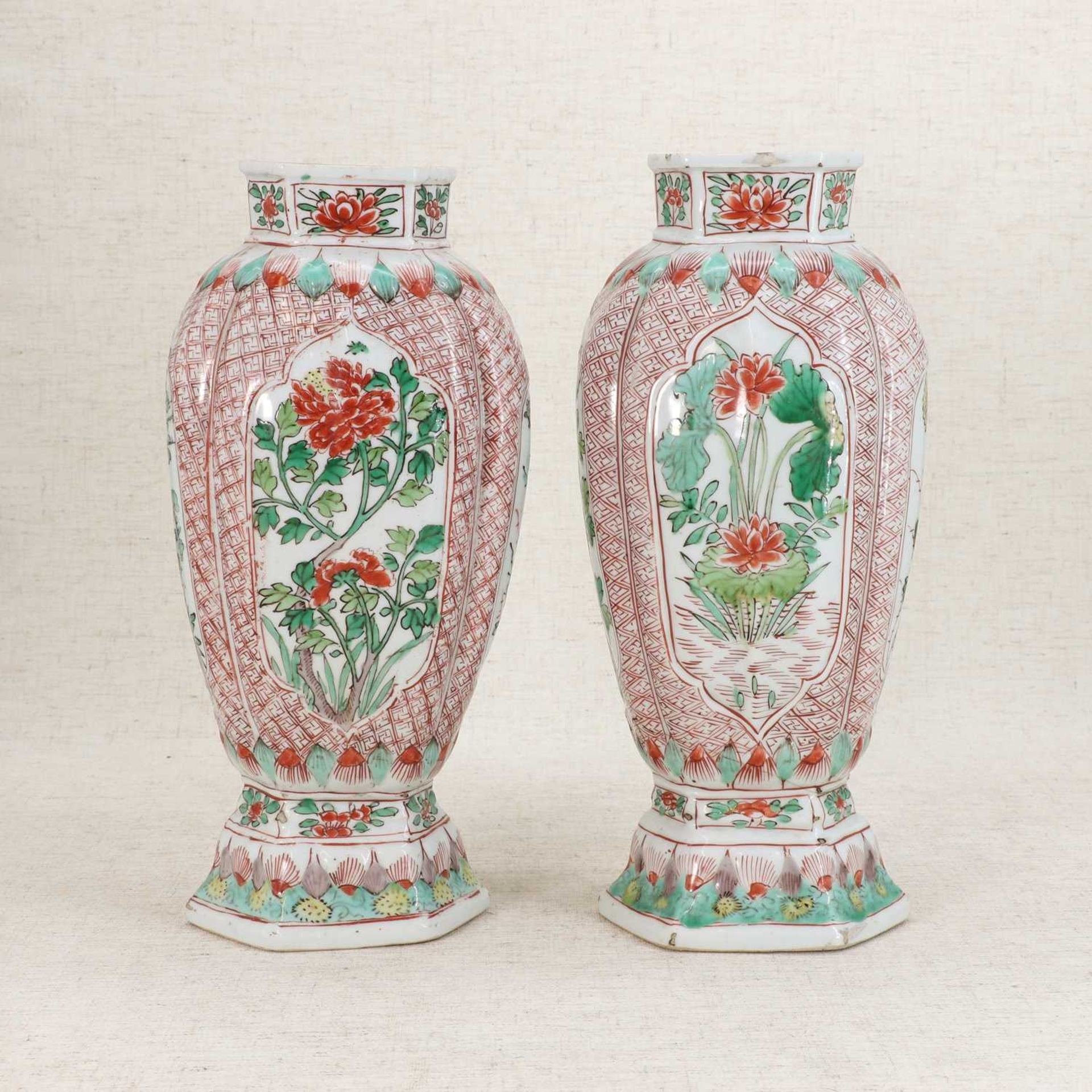 A pair of Chinese wucai vases,