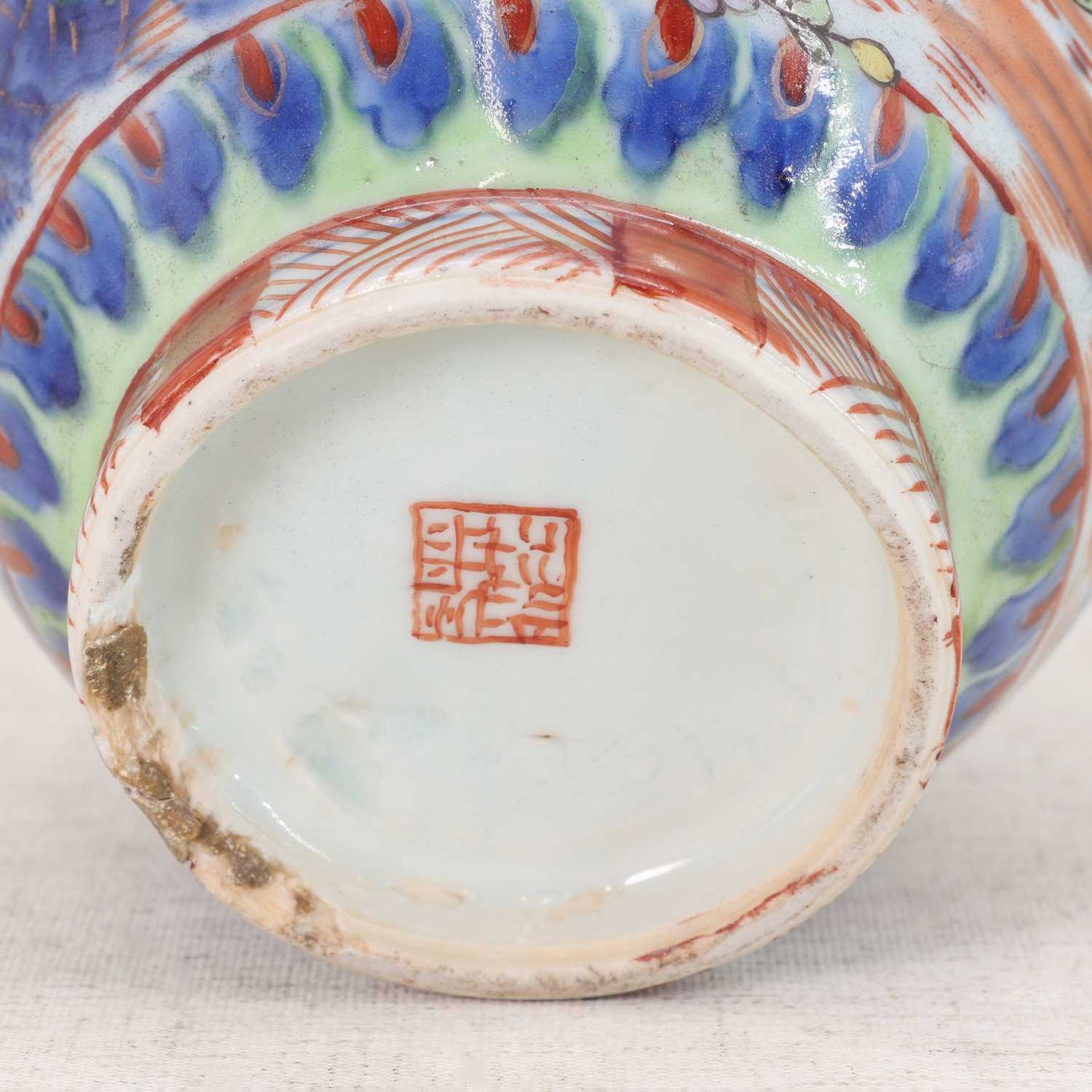 A Chinese clobbered blue and white vase, - Image 4 of 6