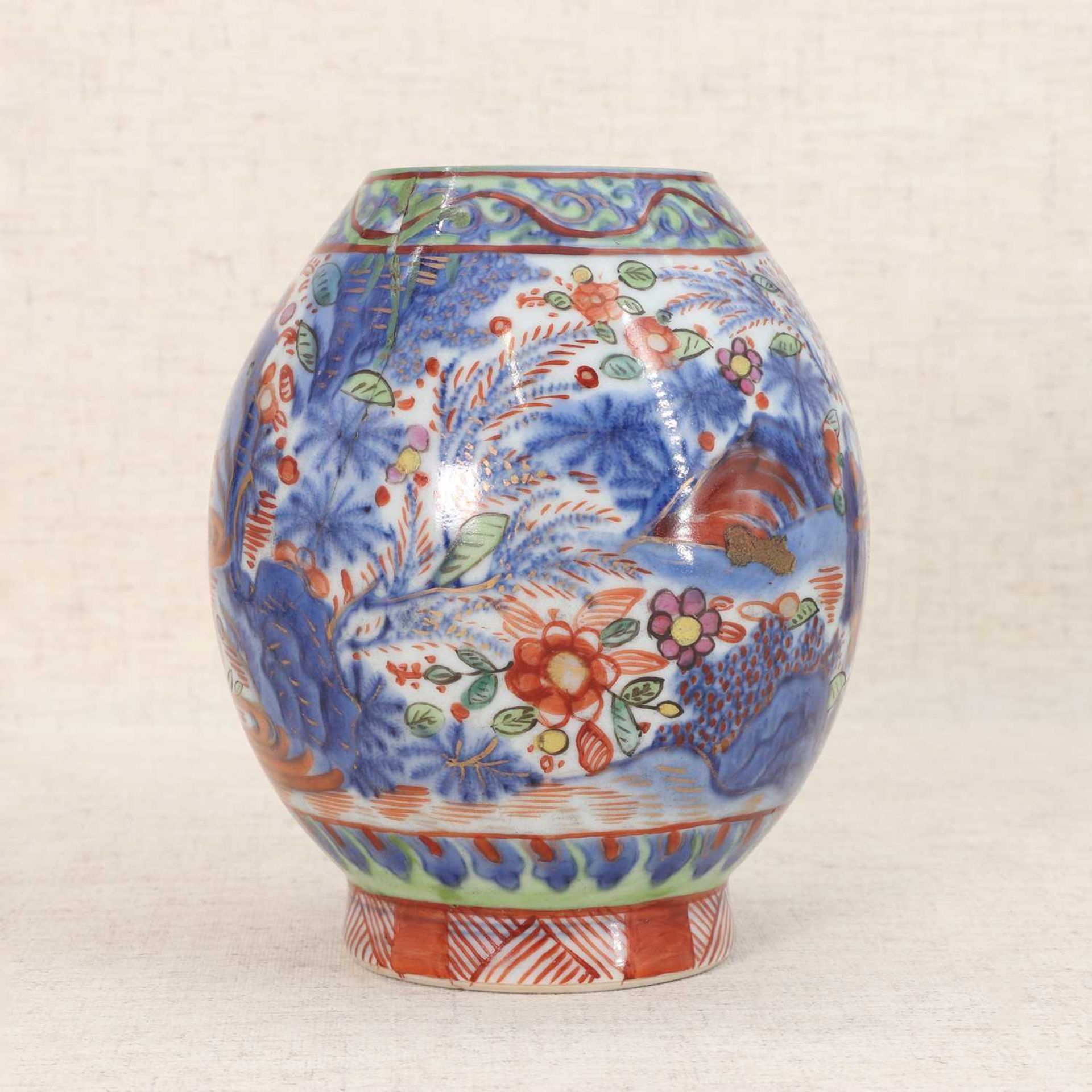 A Chinese clobbered blue and white vase, - Image 2 of 6