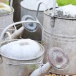 A group of galvanised garden items,