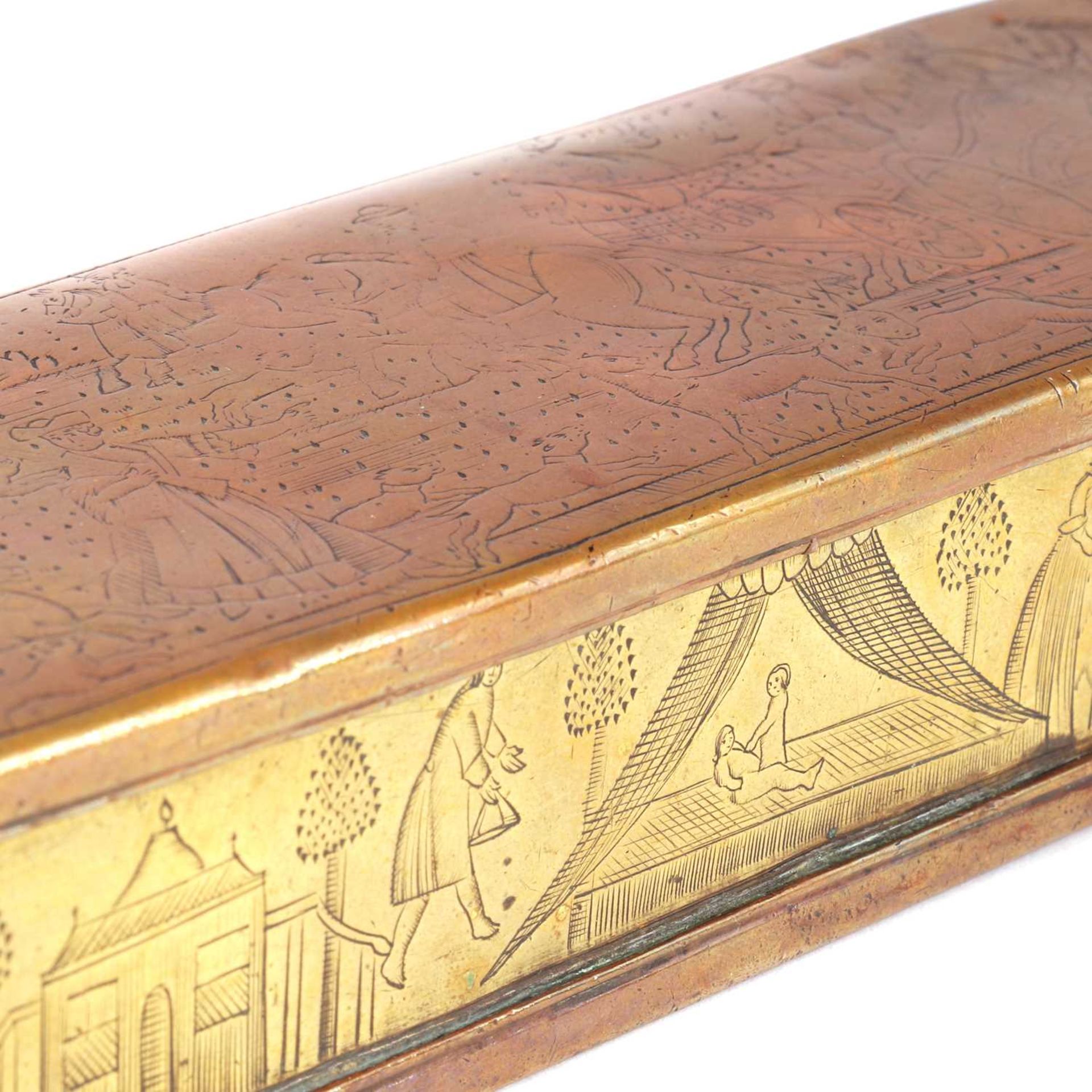 An unusual copper and brass tobacco box, - Image 5 of 9