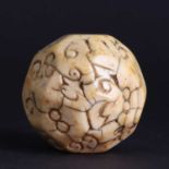 A rare sailor's walrus ivory teetotum ball,