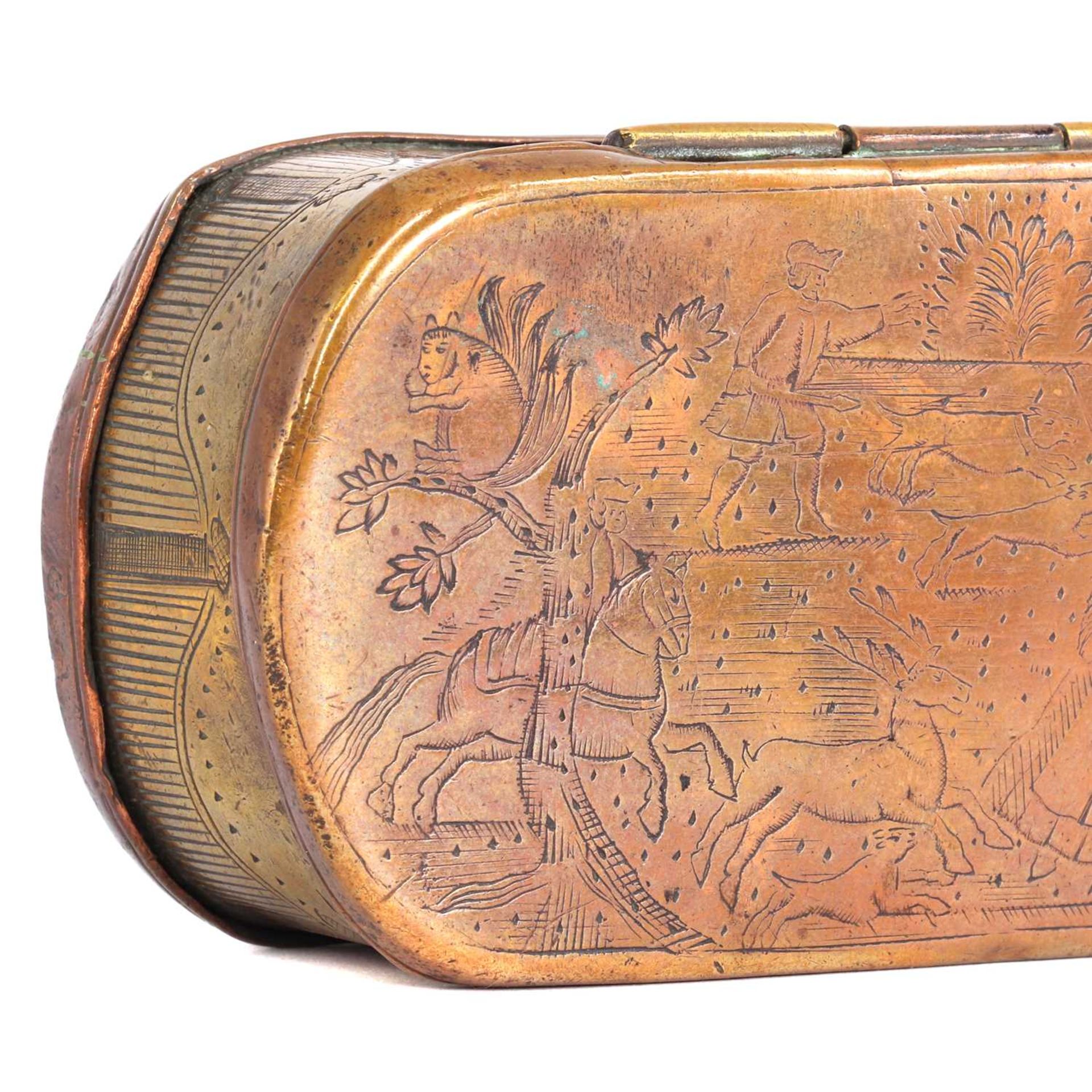 An unusual copper and brass tobacco box, - Image 7 of 9