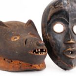 Two African wooden masks,