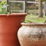 Two large Whichford terracotta planters,