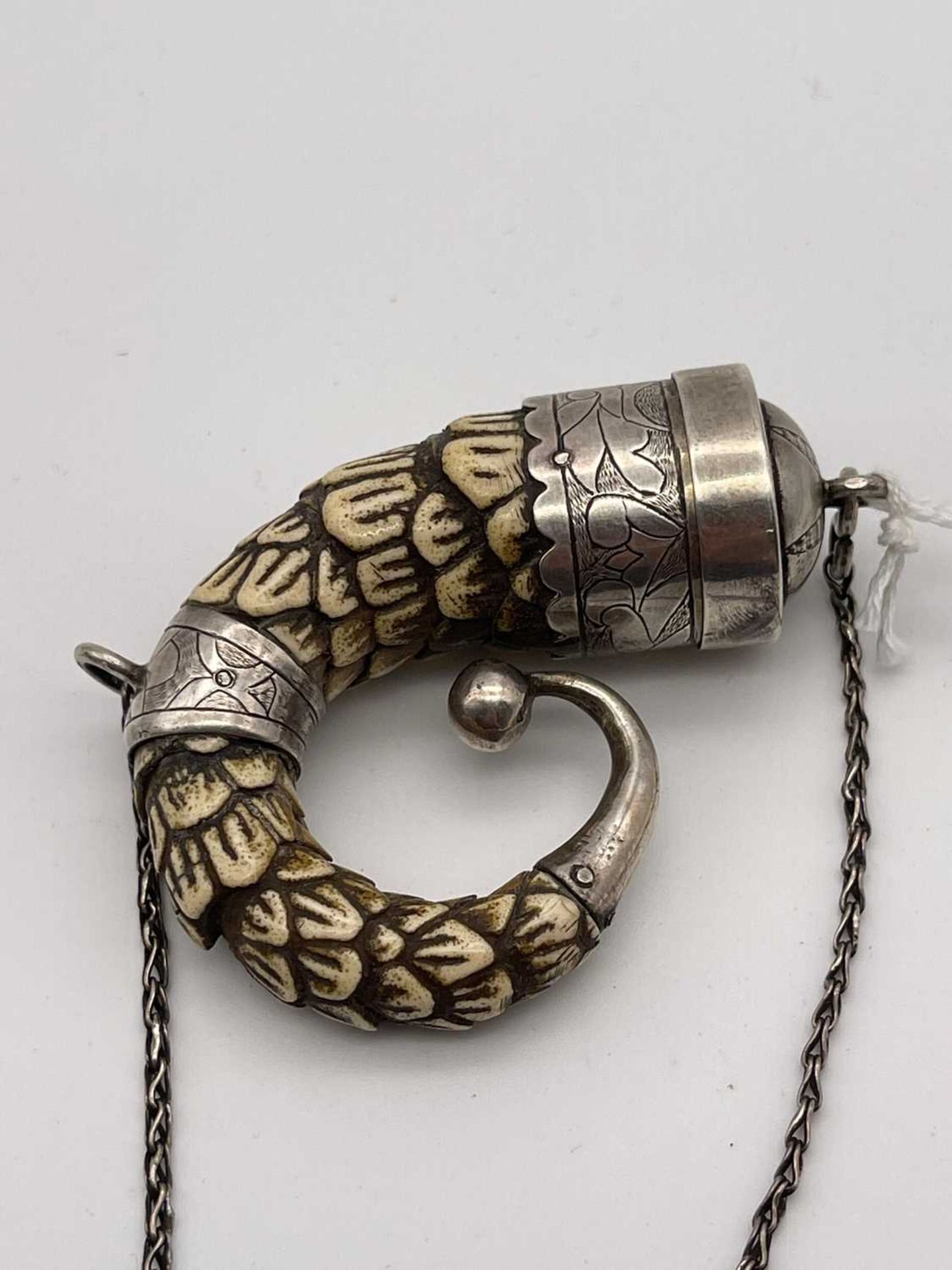 A Spanish colonial armadillo tail shot flask, - Image 14 of 14