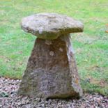 A low Cotswold stone staddle stone,