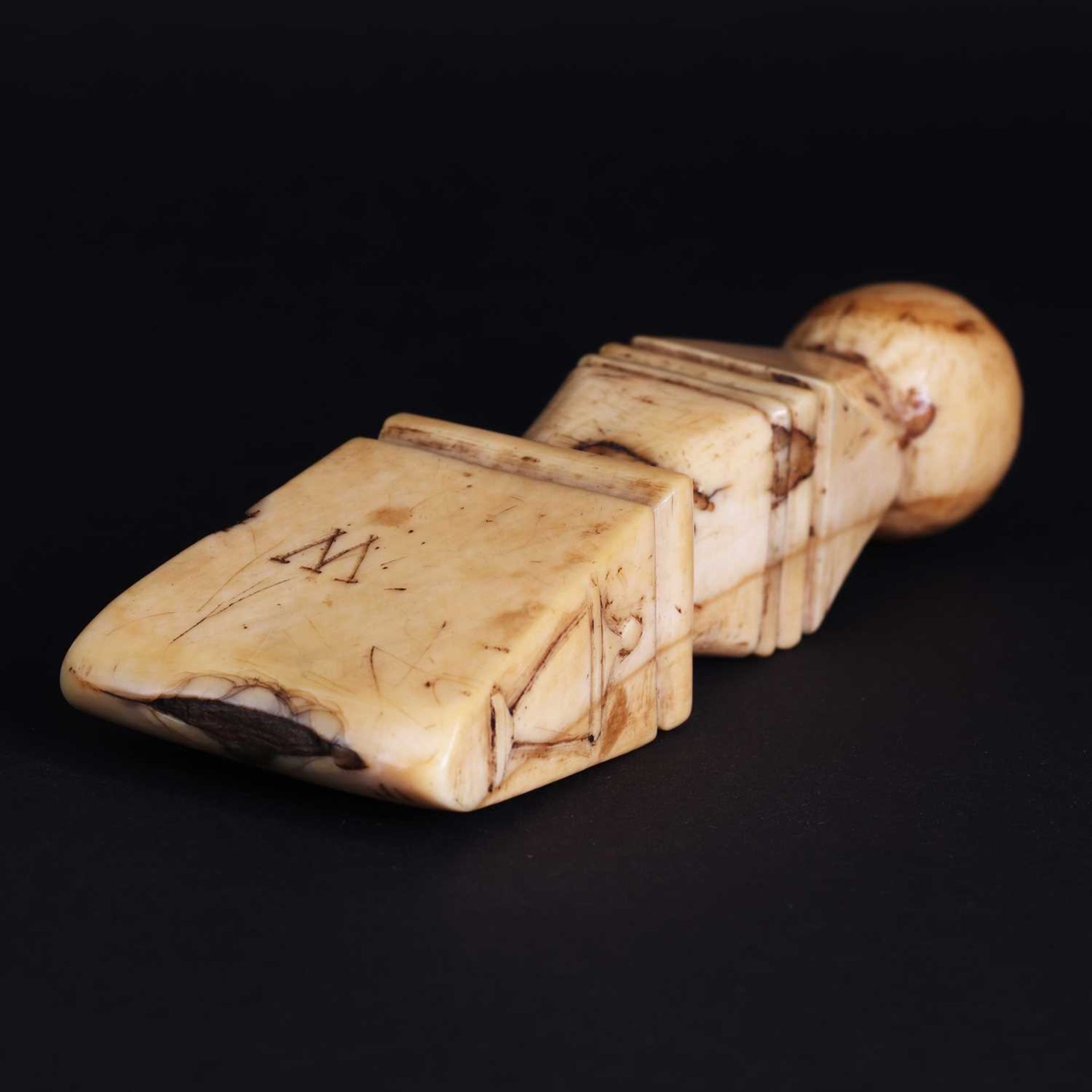 A sailor's scrimshaw whale tooth seam rubber, - Image 5 of 5